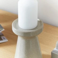 Reactive Glaze Ceramic Pillar Candle Holder -Dunelm 30896018 alt02