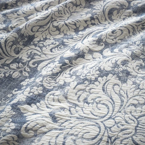 Rayna Damask Jacquard Blue Duvet Cover And Pillowcase Set 14 Rayna Damask Jacquard Blue Duvet Cover And Pillowcase Set - Image 12