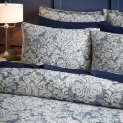 Rayna Damask Jacquard Blue Duvet Cover And Pillowcase Set 18 Rayna Damask Jacquard Blue Duvet Cover And Pillowcase Set -Dunelm 30902484 alt01