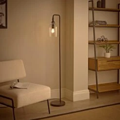 Henri Industrial Mottled Glass Floor Lamp -Dunelm 30921577 alt01