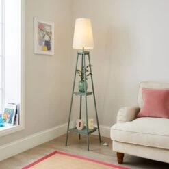 Remi Shelved Tripod Floor Lamp -Dunelm 30921578