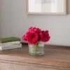 Artificial Pink Peony In Ribbed Glass Vase -Dunelm 30923355