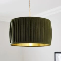 Sawyer Pleated Velvet Drum Lamp Shade -Dunelm 30923797