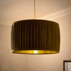 Sawyer Pleated Velvet Drum Lamp Shade -Dunelm 30923797 alt02