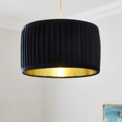 Sawyer Pleated Velvet Drum Lamp Shade -Dunelm 30923799