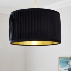 Sawyer Pleated Velvet Drum Lamp Shade -Dunelm 30923800