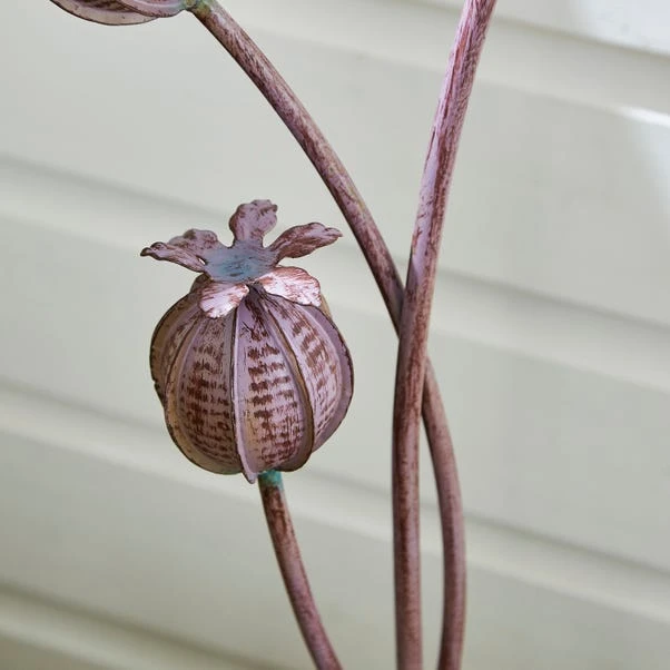 Garden Purple Iron Poppy Head Stake 4 Garden Purple Iron Poppy Head Stake - Image 2
