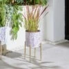 Metal Plant Pot On Gold Stand 2 Metal Plant Pot On Gold Stand -Dunelm 30925724