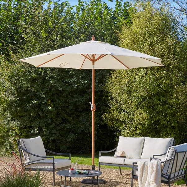 2.7m Cream Parasol With Wood Effect Pole 3 2.7m Cream Parasol With Wood Effect Pole