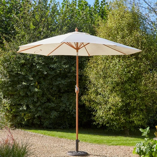 2.7m Cream Parasol With Wood Effect Pole 4 2.7m Cream Parasol With Wood Effect Pole - Image 2