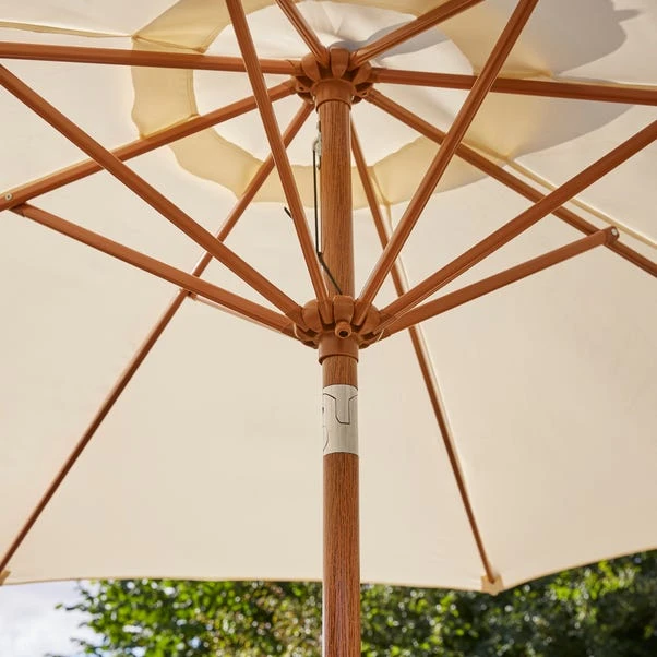 2.7m Cream Parasol With Wood Effect Pole 6 2.7m Cream Parasol With Wood Effect Pole - Image 4