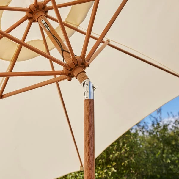 2.7m Cream Parasol With Wood Effect Pole 7 2.7m Cream Parasol With Wood Effect Pole - Image 5