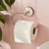 Mother Of Pearl Brushed Chrome Toilet Roll Holder