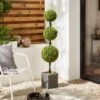 Artificial Boxwood Ball Tree In Woven Plant Pot 1 Artificial Boxwood Ball Tree In Woven Plant Pot -Dunelm 30926645