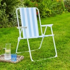 Blue And White Folding Chair