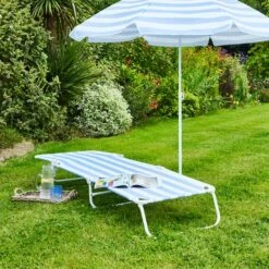 Blue And White Folding Lounger -Dunelm 30926656 alt02