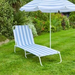 Blue And White Folding Lounger -Dunelm 30926656 alt03