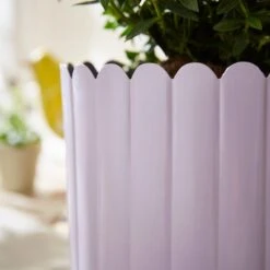 Bright Scalloped Metal Plant Pot 13 Bright Scalloped Metal Plant Pot -Dunelm 30926671 alt01