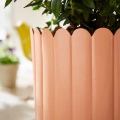 Bright Scalloped Metal Plant Pot 11 Bright Scalloped Metal Plant Pot -Dunelm 30926672 alt01