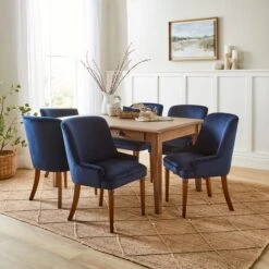 Beatrice Dining Chair, Luxe Navy Velvet -Dunelm 30927138 alt03