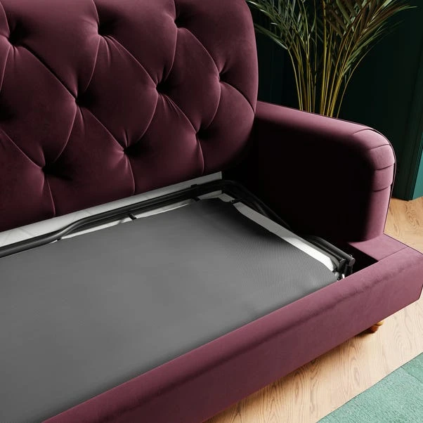 Beatrice Buttoned Velvet 3 Seater Double Sofa Bed 5 Beatrice Buttoned Velvet 3 Seater Double Sofa Bed - Image 3