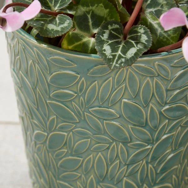 Leaf Embossed Stoneware Plant Pot 4 Leaf Embossed Stoneware Plant Pot - Image 2