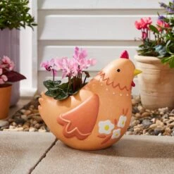 Resin Chicken Plant Pot