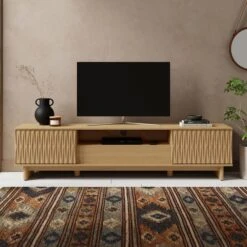 Inga Extra Wide TV Unit For TVs Up To 75", Oak Effect