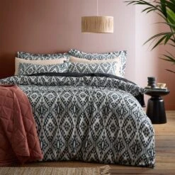 Syrah Ikat 100% Cotton Duvet Cover And Pillowcase Set -Dunelm 30931779 alt07