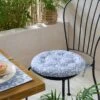Light Blue Ikat Round Seat Pad -Dunelm 30931859