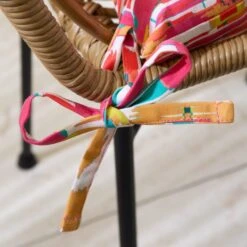 Pink Stripe Ikat Square Seat Pad -Dunelm 30931895 alt02