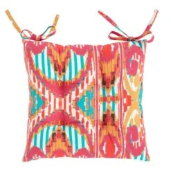 Pink Stripe Ikat Square Seat Pad -Dunelm 30931895 alt03