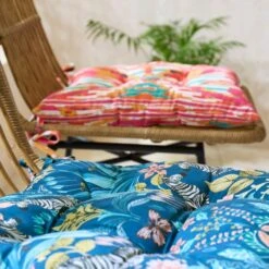 Pink Stripe Ikat Square Seat Pad -Dunelm 30931895 alt04