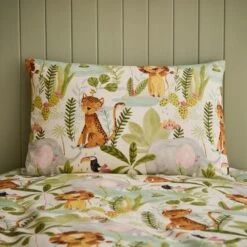 Jungle Friends 100% Cotton Reversible Duvet Cover And Pillowcase Set -Dunelm 30937610 alt01