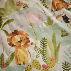 Jungle Friends 100% Cotton Reversible Duvet Cover And Pillowcase Set -Dunelm 30937610 alt04