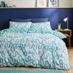 Aqua Doodle Reversible Duvet Cover And Pillowcase Set -Dunelm 30937763