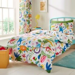 Bright Animals 100% Cotton Reversible Duvet Cover And Pillowcase Set