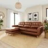 Sven Vintage Leather Large Corner Chaise Sofa -Dunelm 30938115