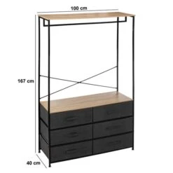 Tissa Hanging Rail With 6 Grey Drawers -Dunelm 30944925 alt02