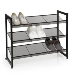 Metal Black 9 Pair Shoe Storage Rack -Dunelm 30944965 alt03
