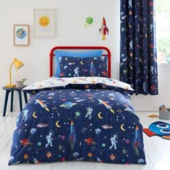 Space 100% Cotton Reversible Duvet Cover And Pillowcase Set -Dunelm 30945423