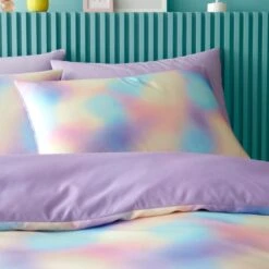 Iridescent Satin Reversible Duvet Cover And Pillowcase Set -Dunelm 30945429 alt01