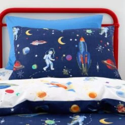 Space 100% Cotton Reversible Duvet Cover And Pillowcase Set -Dunelm 30957242 alt01