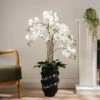 Artificial Real Touch Phalaenopsis Orchid In Stone Plant Pot