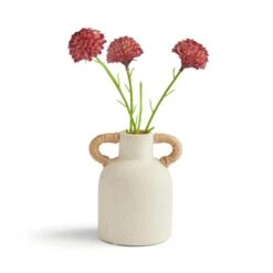 Artificial Honeycomb Dahlia Flowers In Woven Handled Vase -Dunelm 30958625 alt02