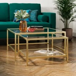 Sofia Glass Nest Of Square Coffee Tables -Dunelm 30958630