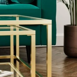 Sofia Glass Nest Of Square Coffee Tables -Dunelm 30958630 alt02