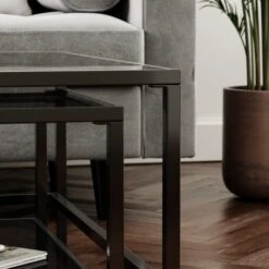 Sofia Glass Nest Of Square Coffee Tables -Dunelm 30958665 alt02