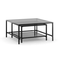 Sofia Glass Nest Of Square Coffee Tables -Dunelm 30958665 alt05