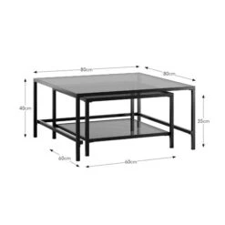 Sofia Glass Nest Of Square Coffee Tables -Dunelm 30958665 alt09